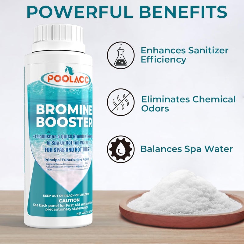 POOLACC 1.8LB Bromine Booster for Hot Tubs & Spas | Fast-Acting Sodium Bromide to Build Bromide Reserve | Compatible with Bromine Sanitizers | Bromine Tablets Companion | Reduce Chemical Use & Odor - Image 2